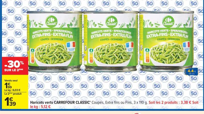 Haricots verts CARREFOUR CLASSIC'