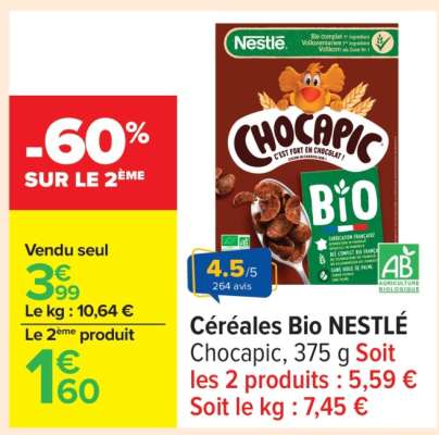 Céréales Bio Nestlé Chocapic