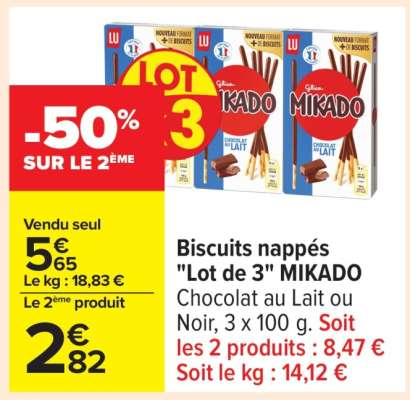 Biscuits nappés «Lot de 3» MIKADO