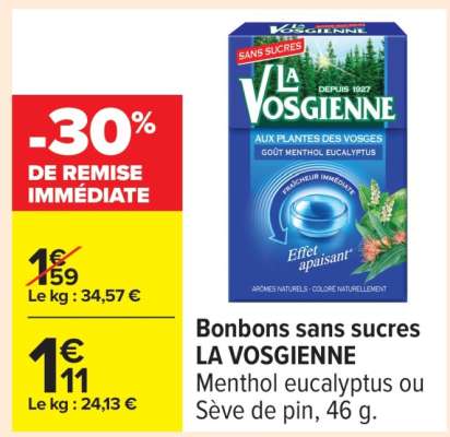 Bonbons sans sucres LA VOSGIENNE