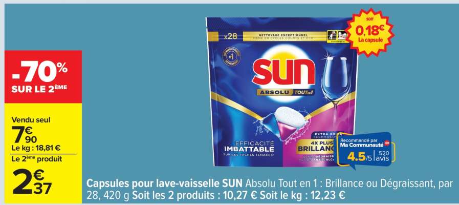 Capsules pour lave-vaisselle SUN Absolu Tout en 1