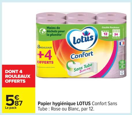 Papier hygiénique LOTUS Confort Sans Tube