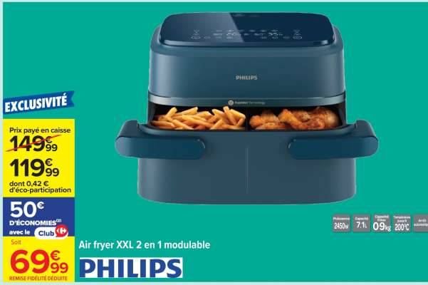 Philips Air Fryer XXL 2 en 1 modulable