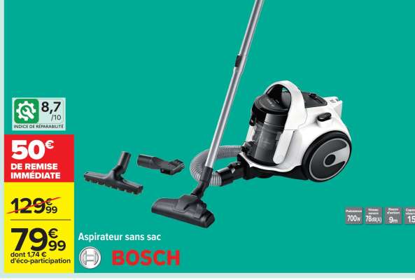 ASPIRATEUR SANS SAC "BOSCH"