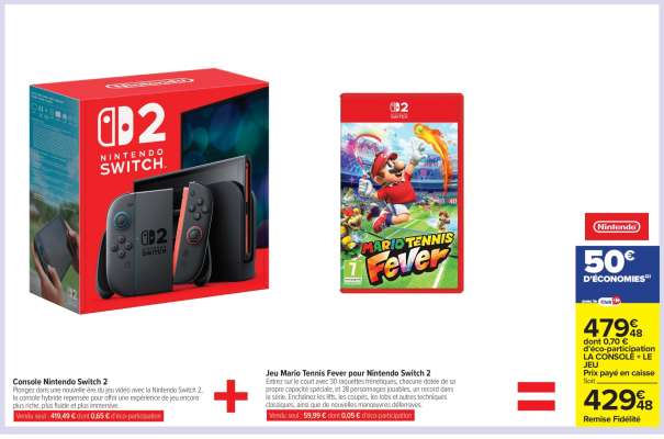 Console Nintendo Switch 2 + Jeu Mario Tennis Fever