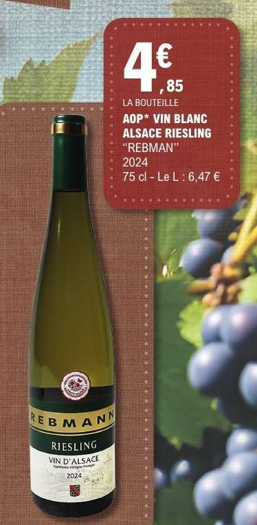 AOP* VIN BLANC ALSACE RIESLING "REBMAN"
