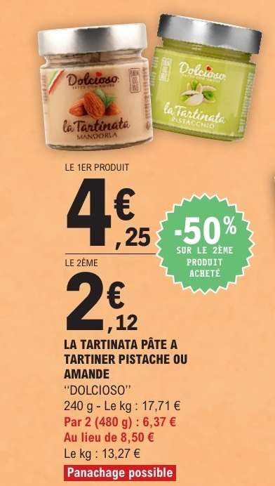 La Tartinata Pâte à Tartiner Pistache ou Amande