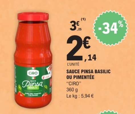 SAUCE PINSA BASILIC OU PIMENTÉE "CIRO"