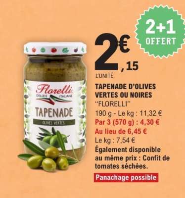 TAPENADE D’OLIVES VERTES OU NOIRES "FLORELLI"