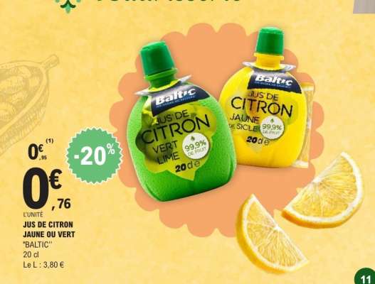 JUS DE CITRON JAUNE OU VERT "BALTIC"