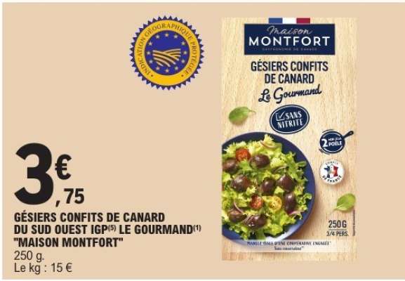 GÉSIERS CONFITS DE CANARD DU SUD OUEST IGP LE GOURMAND 'MAISON MONTFORT'