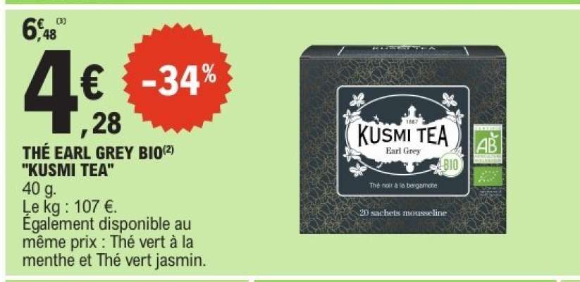 THÉ EARL GREY BIO "KUSMI TEA"