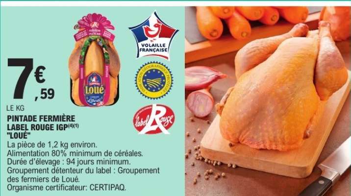 Pintade Fermière Label Rouge IGP Loué