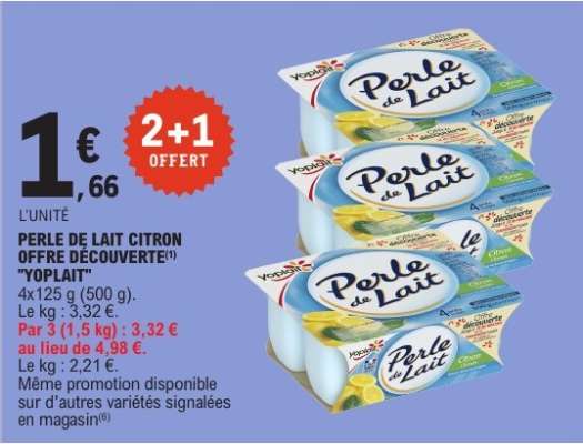 PERLE DE LAIT CITRON OFFRE DÉCOUVERTE YOPLAIT