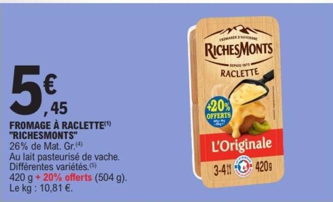 Fromage à Raclette Richesmonts