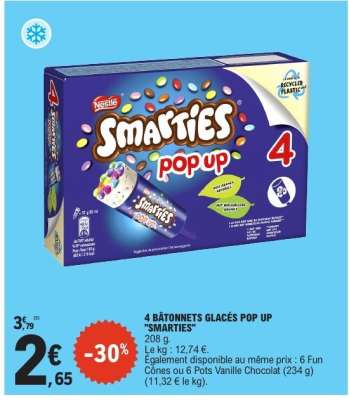 4 BÂTONNETS GLACÉS POP UP “SMARTIES”
