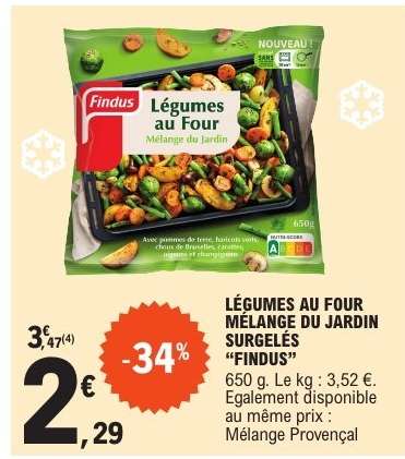 LÉGUMES AU FOUR MÉLANGE DU JARDIN SURGELÉS “FINDUS”