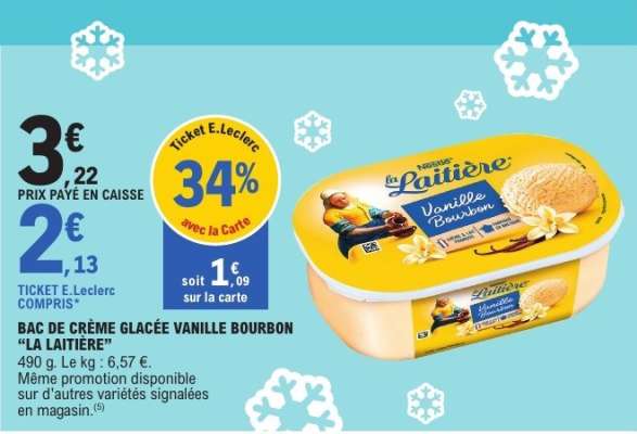Bac de crème glacée vanille bourbon 'La Laitière'