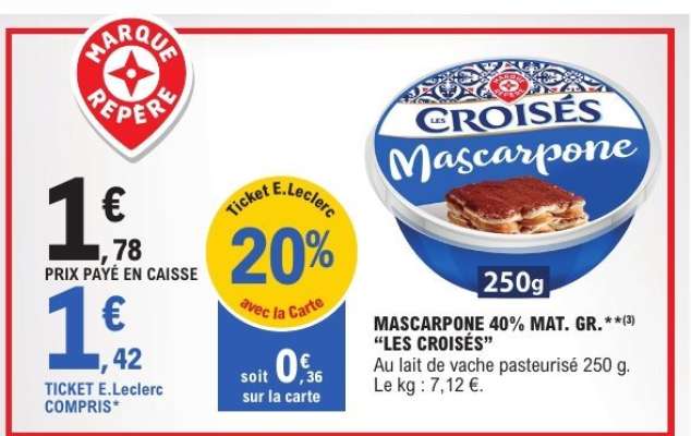 Mascarpone 40% Mat. Gr. "Les Croisés"
