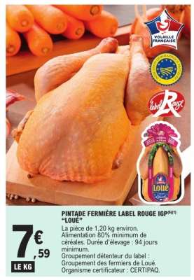 Pintade Fermière Label Rouge IGP Loué