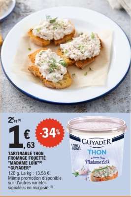 TARTINABLE THON FROMAGE FOUETTÉ "MADAME LOÏK" "GUYADER"