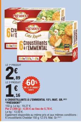 6 CROUSTILLANTS À L'EMMENTAL 15% MAT. GR.