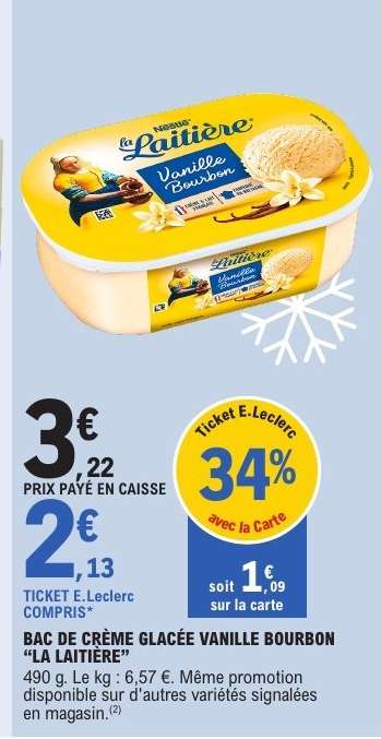 Bac de crème glacée vanille bourbon 'La Laitière'