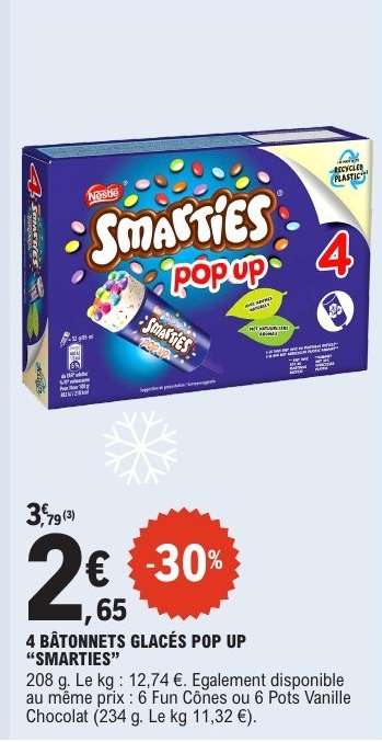 4 BÂTONNETS GLACÉS POP UP “SMARTIES”