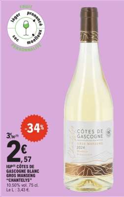 IGP CÔTES DE GASCOGNE BLANC GROS MANSENG “CHANTELYS”