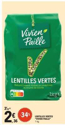 LENTILLES VERTES "VIVIEN PAILLE"