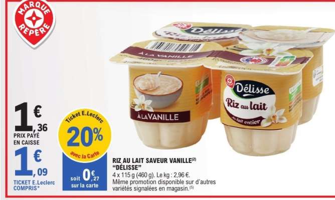 Riz au lait saveur vanille 'Délisse'