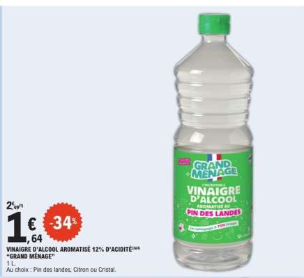 VINAIGRE D'ALCOOL AROMATISÉ 12% D'ACIDITÉ "GRAND MÉNAGE"