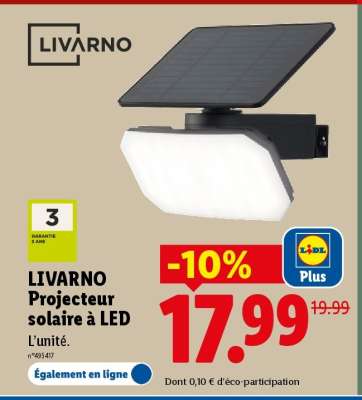 LIVARNO Projecteur solaire à LED