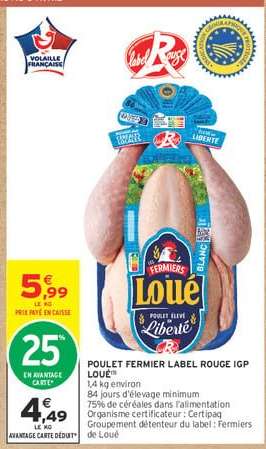 POULET FERMIER LABEL ROUGE IGP LOUÉ