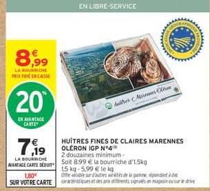 HUÎTRES FINES DE CLAIRES MARENNES-OLÉRON IGP N°4