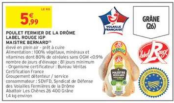 POULET FERMIER DE LA DRÔME LABEL ROUGE IGP MAISTRE BERNARD