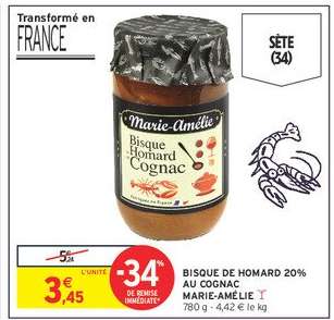 BISQUE DE HOMARD 20% AU COGNAC