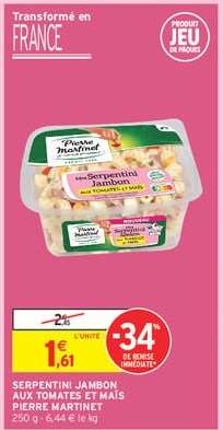 SERPENTINI JAMBON AUX TOMATES ET MAÏS PIERRE MARTINET