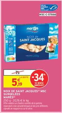 NOIX DE SAINT JACQUES® MSC SURGELÉES MAREE