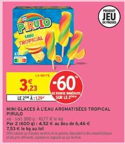 MINI GLACES À L'EAU AROMATISÉES TROPICAL PIRULO