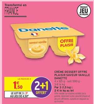 Crème Dessert Offre Plaisir Saveur Vanille Danette