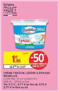 Crème Fraîche Légère Épaisse Bridélice
