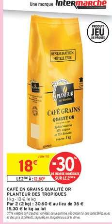 CAFÉ EN GRAINS QUALITÉ OR PLANTEUR DES TROPIQUES