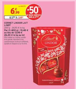 Cornet Lindor Lait Lindt