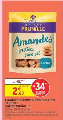 Amandes décortiquées grillées sans sel MAITRE PRUNILLE