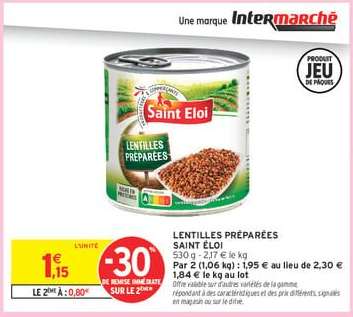 LENTILLES PRÉPARÉES SAINT ÉLOI