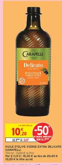 HUILE D'OLIVE VIERGE EXTRA DELICATO CARAPELLI