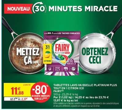 TABLETTES LAVE-VAISSELLE PLATINUM PLUS TOUT EN 1 CITRON X31 FAIRY