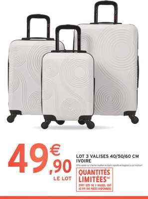 LOT 3 VALISES 40/50/60 CM IVOIRE