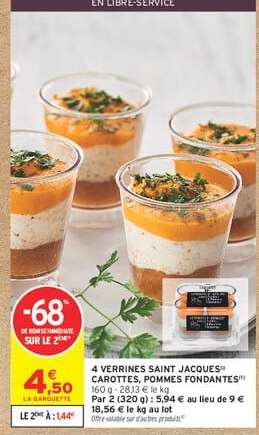 4 VERRINES SAINT JACQUES CAROTTES, POMMES FONDANTES